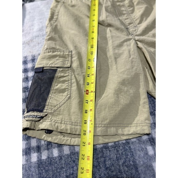 Speedo Men's Tan/Black Mesh Cargo Pocket Style Lined Swim Trunks, Size Medium - Picture 5 of 6